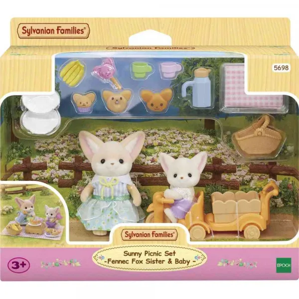 SYLVANIAN FAMILY SUNNY PICNIC SET -FENNEC FOX SISTER & BABY - 