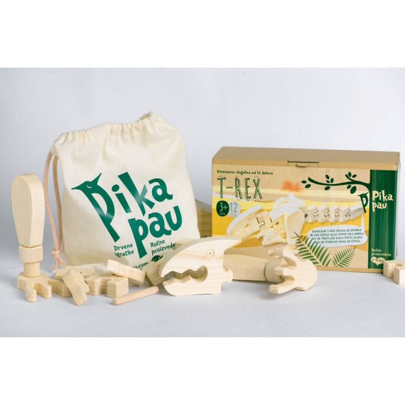 PIKA-PAU DRVENI VELIKI DINOSAURUS - T-REX 