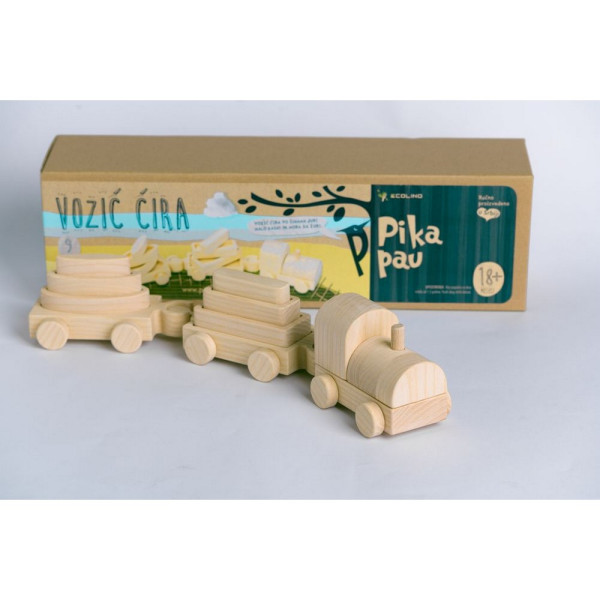 PIKA PAU DRVENI MALI VOZ 