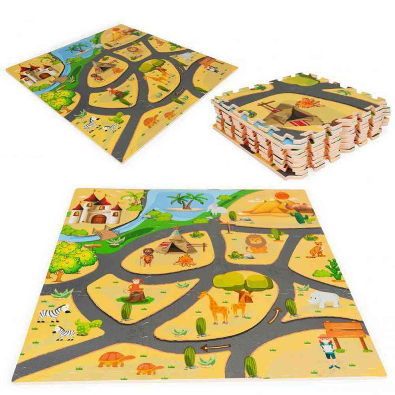 PODLOGA ZA IGRU ZA DECU SAFARI PUZZLE 9 ELEMENATA 93X93CM 