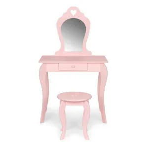 VELIKI DRVENI STO ZA ŠMINKANJE ZA DEVOJČICE SA OGLEDALOM PINK ECOTOYS