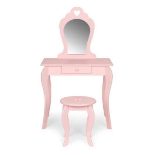VELIKI DRVENI STO ZA ŠMINKANJE ZA DEVOJČICE SA OGLEDALOM  PINK ECOTOYS 
