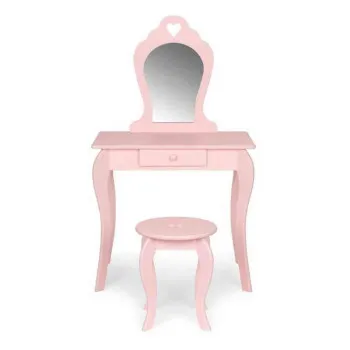 VELIKI DRVENI STO ZA ŠMINKANJE ZA DEVOJČICE SA OGLEDALOM  PINK ECOTOYS 