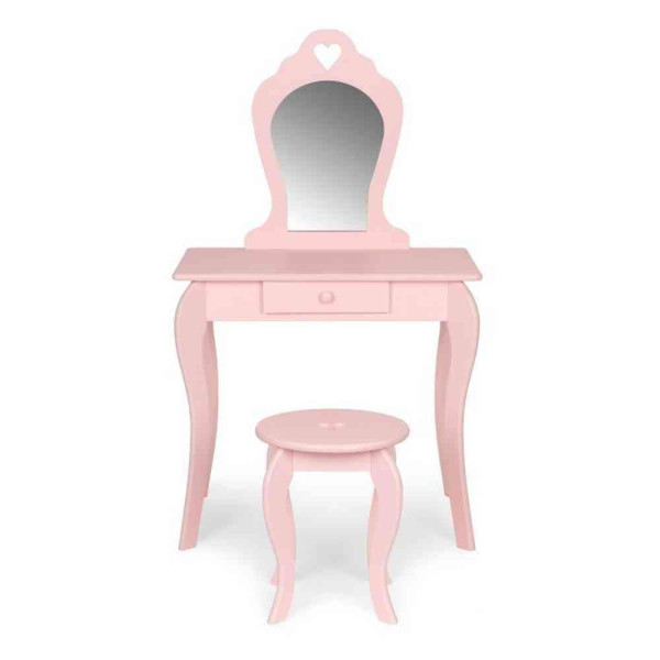 VELIKI DRVENI STO ZA ŠMINKANJE ZA DEVOJČICE SA OGLEDALOM  PINK ECOTOYS 