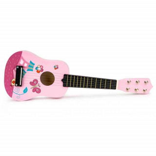 DRVENA GITARA ZA DECU SA METALNIM ŽICAMA PINK 
