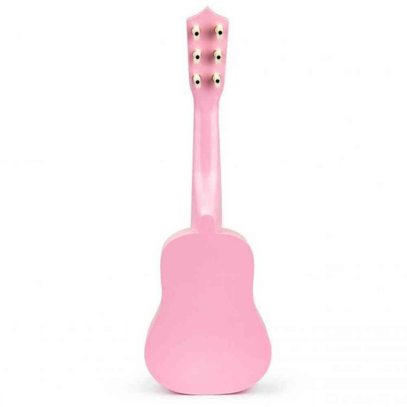 DRVENA GITARA ZA DECU SA METALNIM ŽICAMA PINK 