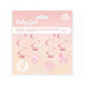PAPIRNA DEKORACIJA BABY GIRL ROZA 60CM 4KOM