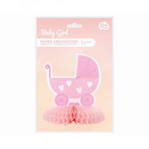 PAPIRNA DEKORACIJA BABY GIRL KOLICA 16CM