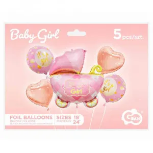 FOLIJA BALON BABY KOLICA ROZA 5 KOM