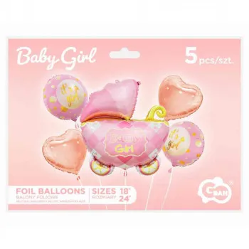 FOLIJA BALON BABY KOLICA ROZA 5 KOM 