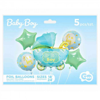 FOLIJA BALON BABY KOLICA PLAVA 5 KOM 