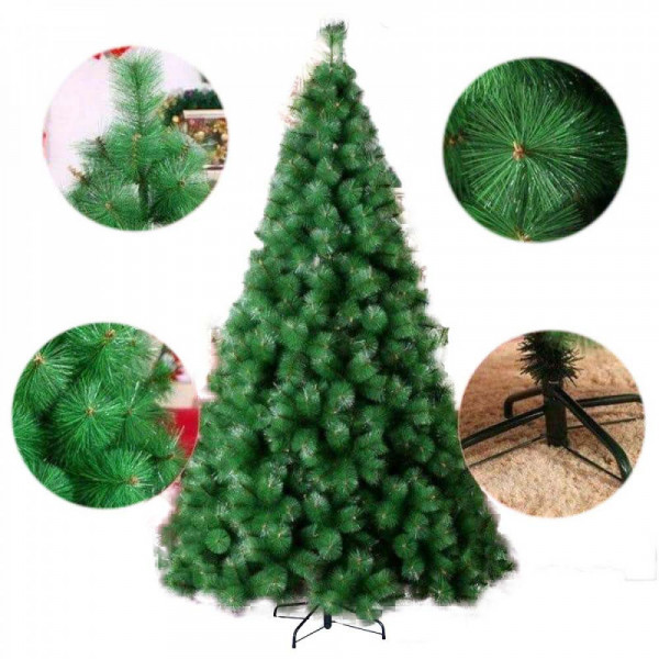 DIJASPORASHOP NOVOGODISNJA LUX JELKA 120 CM BOR 773 TAMNO ZELENA SA METALNIM POS