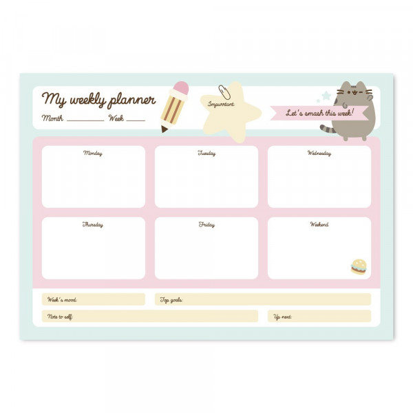 PUSHEEN NEDELJNI PLANER FOODIE BLUE 