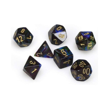 KOCKICE CHESSEX - POLYHEDRAL - LUSTROUS - SHADOW & GOLD  (7) 