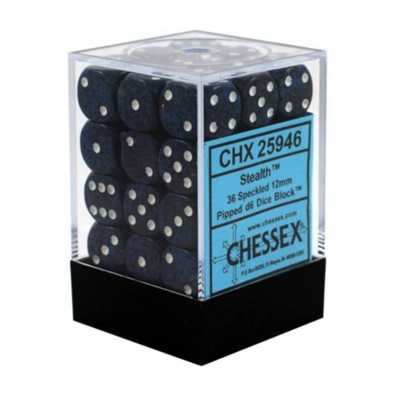KOCKICE CHESSEX - SPECKLED - STEALTH - DICE BLOCK (36) 12MM 