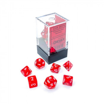 KOCKICE CHESSEX - TRANSLUCENT- POLYHEDRAL MINI - RED-WHITE (7) 