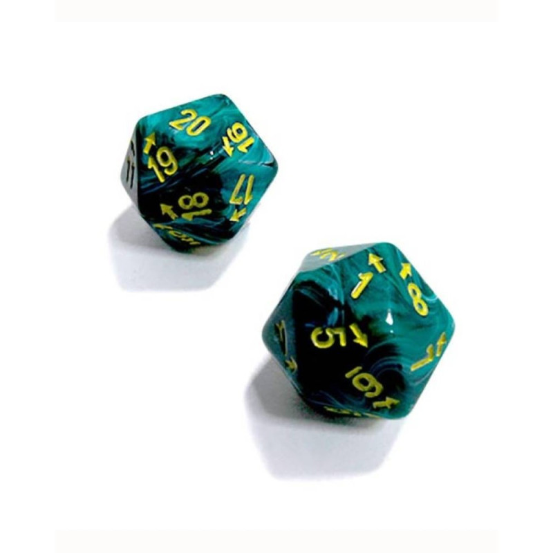 KOCKICE CHESSEX - VORTEX - MALACHITE-YELLOW - COUNT UP & DOWN D20 