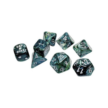 KOCKICE CHESSEX - POLYHEDRAL - LUSTROUS - NEPTUNE & GREY (7) 