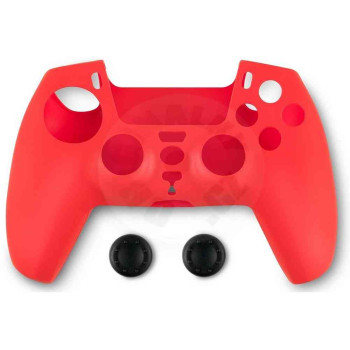 SPARTAN GEAR CONTROLLER SILICON SKIN COVER & THUMB GRIPS - RED PLAYSTATION 5 