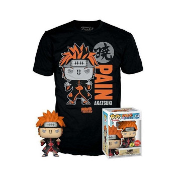 SET BOBBLE FIGURE ANIME - NARUTO SHIPPUDEN POP! & TEE - PAIN - GLOWS IN THE DARK 