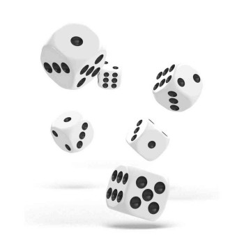 KOCKICE OAKIE DOAKIE DICE D6 16 MM SOLID - WHITE (12) 