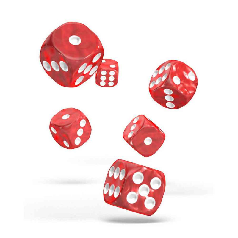 KOCKICE OAKIE DOAKIE DICE D6 16 MM MARBLE - RED (12) 