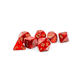 KOCKICE CHESSEX - SCARAB MEGA-HEDRAL - SCARLET & GOLD (7) 