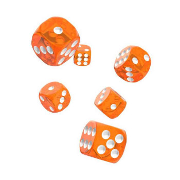 KOCKICE OAKIE DOAKIE DICE D6 16 MM TRANSLUCENT - ORANGE (12) 