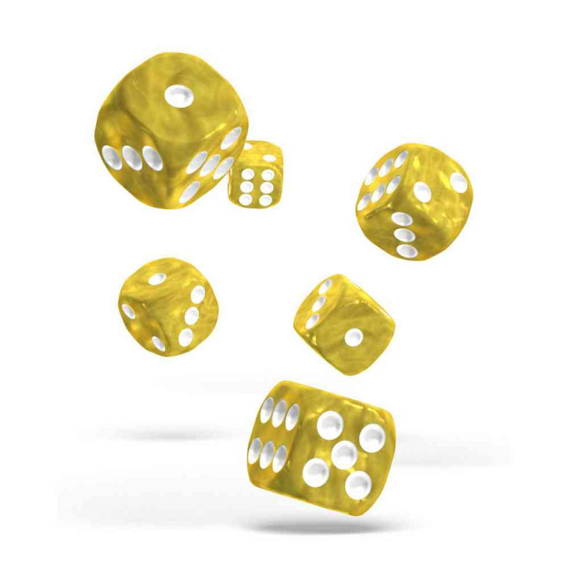 KOCKICE OAKIE DOAKIE DICE D6 16 MM MARBLE - YELLOW (12)