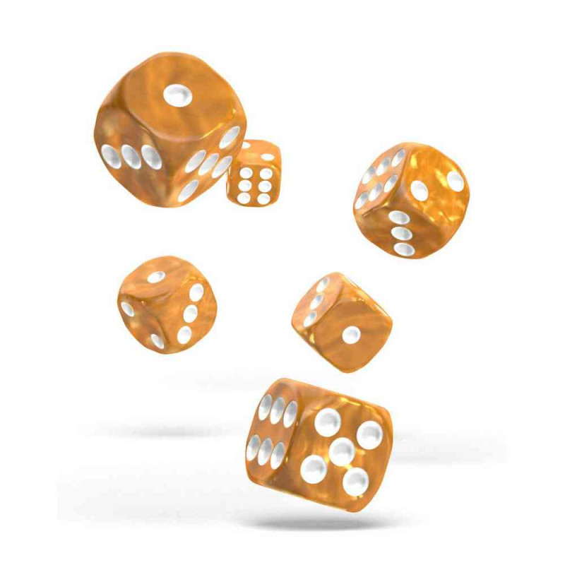 KOCKICE OAKIE DOAKIE DICE D6 16 MM MARBLE - ORANGE (12) 