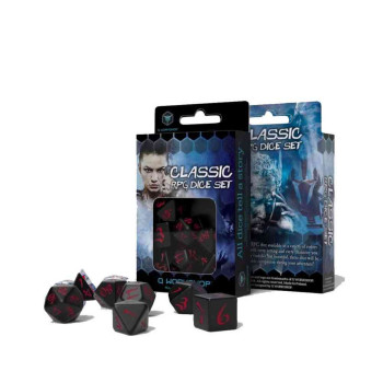 KOCKICE Q WORKSHOP - CLASSIC RPG BLACK & RED - DICE SET (7) 