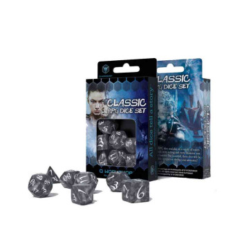 KOCKICE Q WORKSHOP - CLASSIC RPG SMOKY & WHITE - DICE SET (7) 