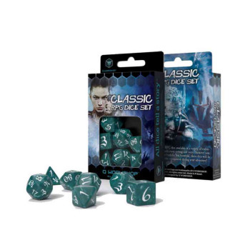 KOCKICE Q WORKSHOP - CLASSIC RPG STORMY & WHITE - DICE SET (7) 