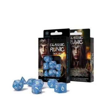 KOCKICE Q WORKSHOP - CLASSIC RUNIC GLACIER & WHITE - DICE SET (7) 