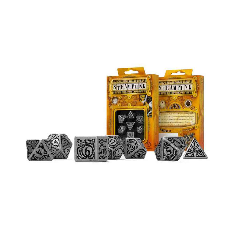 KOCKICE Q WORKSHOP - METAL STEAMPUNK DICE SET (7) 