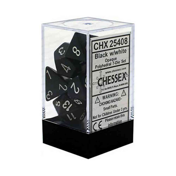 KOCKICE CHESSEX - OPAQUE - POLYHEDRAL - BLACK & WHITE (7) 