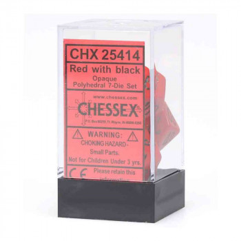 KOCKICE CHESSEX - OPAQUE - POLYHEDRAL - RED & BLACK (7) 