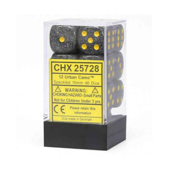 KOCKICE CHESSEX - SPECKLED - URBAN CAMO - DICE BLOCK 16MM (12) 