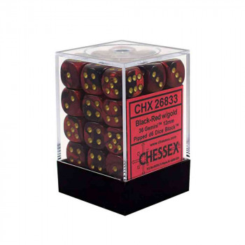 KOCKICE CHESSEX - VORTEX - BURGUNDY & GOLD - DICE BLOCK 12MM (36) 