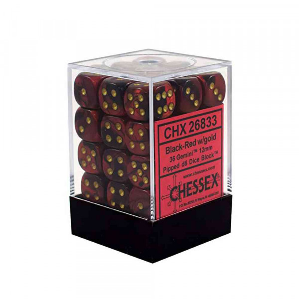 KOCKICE CHESSEX - VORTEX - BURGUNDY & GOLD - DICE BLOCK 12MM (36) 