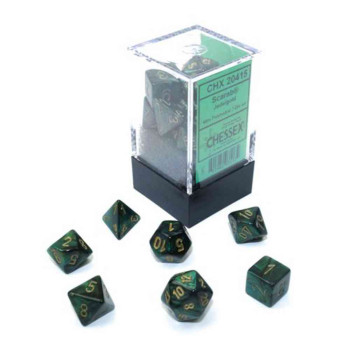 KOCKICE CHESSEX - SCARAB - MINI POLYHEDRAL - JADE & GOLD (7) 