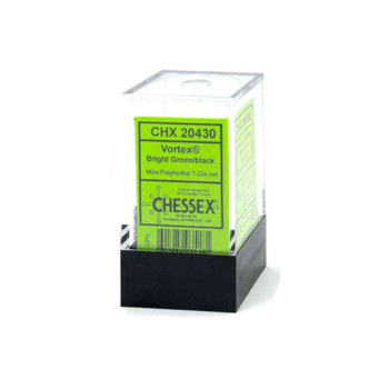 KOCKICE CHESSEX - VORTEX - MINI POLYHEDRAL - BRIGHT GREEN & BLACK (7) 