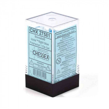 KOCKICE CHESSEX - BOREALIS - MINI POLYHEDRAL - LUMINARY - ICICLE & LIGHT BLUE (7 