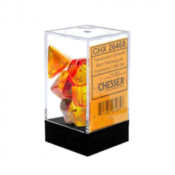 KOCKICE CHESSEX - GEMINI - TRANSLUCENT - RED-YELLOW & GOLD (7) 