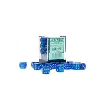 KOCKICE CHESSEX - GEMINI - LUMINARY - BLUE-BLUE & LIGHT BLUE - DICE BLOCK 12MM ( 