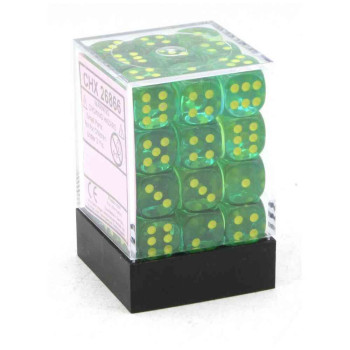 KOCKICE CHESSEX - GEMINI - TRANSLUCENT - GREEN-TEAL & YELLOW - DICE BLOCK 12MM ( 