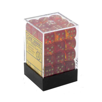 KOCKICE CHESSEX - GEMINI - TRANSLUCENT - RED-YELLOW & GOLD - DICE BLOCK 12MM (36 