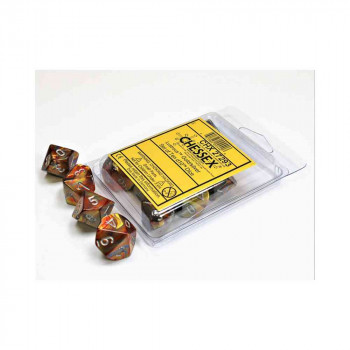 KOCKICE CHESSEX  LUSTROUS  POLYHEDRAL  GOLD I SILVER  SET OF TEN D10S 