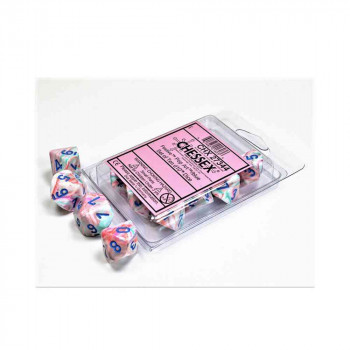 KOCKICE CHESSEX  FESTIVE  POP ART I BLUE  SET OF TEN D10S 