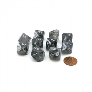 KOCKICE CHESSEX  BOREALIS  LUMINARY  LIGHT SMOKE I SILVER  SET OF TEN D10S 